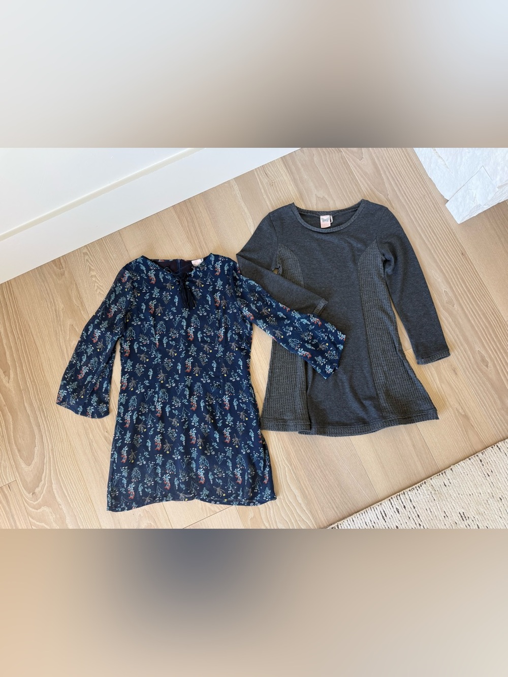 Paper Crane Girls Navy Floral Long-Sleeve Tunic Dress